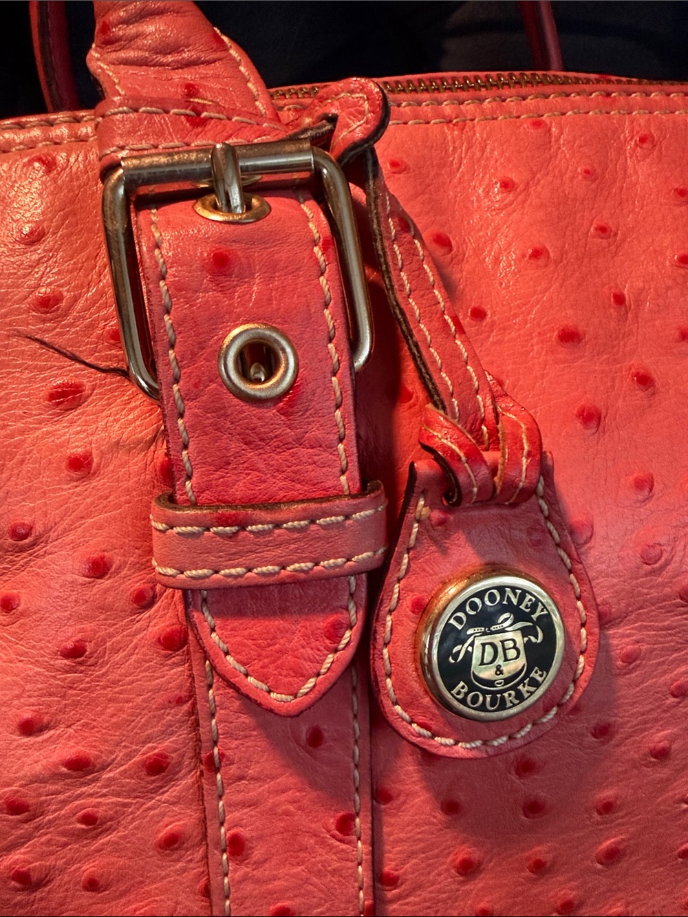 Vintage Dooney & Bourke Pink Ostrich-Embossed Shoulder Bag - Picture 12 of 12